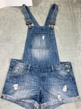 GRG Denim Light Wash Distressed Shortalls Overalls Romper - Size 5